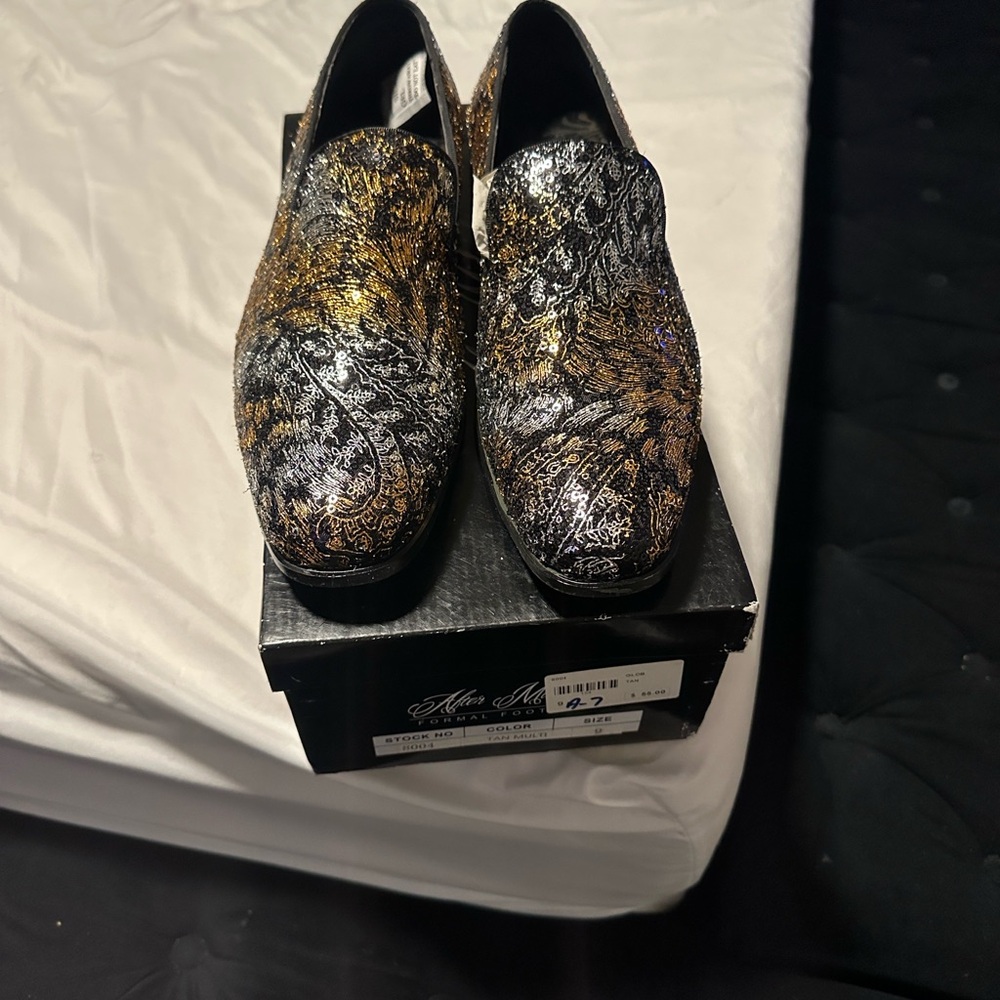 Men's Black and Gold Dress Shoes